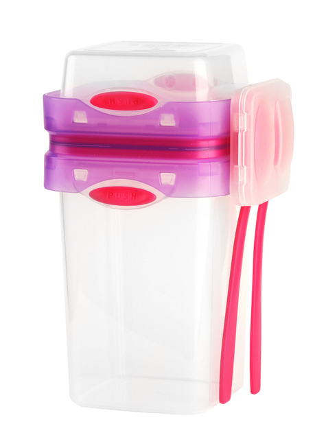 Lunchbox ze sztućcami 230+650ml Foodie Push&Push 26506 mix