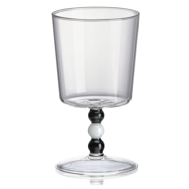 Zestaw 2 niskich szklanek na nóżce szaro-białych Ivv 250 ml