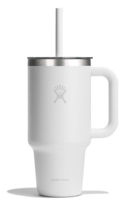 Biały kubek termiczny Hydro Flask 32 oz Travel Tumbler z uchwytem i słomką