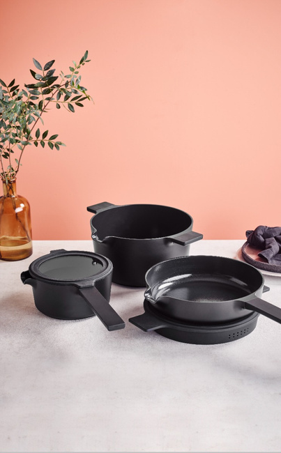 Zestaw garnków Brabantia Compact, 5 elementów, czarny, na indukcję