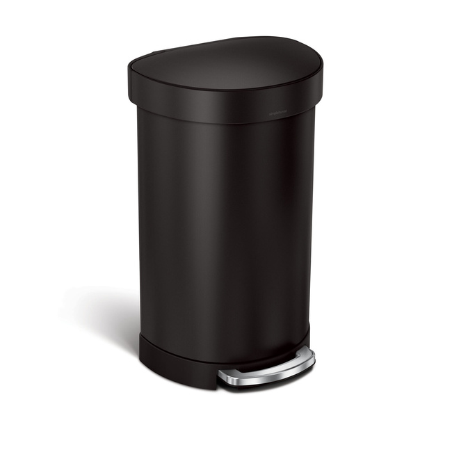 Półokrągły kosz na śmieci pedałowy, 45 l, czarny mat - Simplehuman