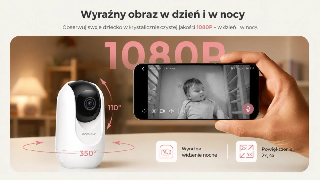 Elektroniczna niania wideo Momcozy BM04 z Wi-Fi i jednostką rodzica