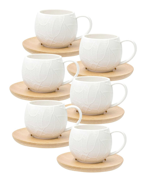 Intavola Zestaw 6 Filiżanek do Kawy ze Spodkami Porcelana 90 ml La Porcellana Bianca