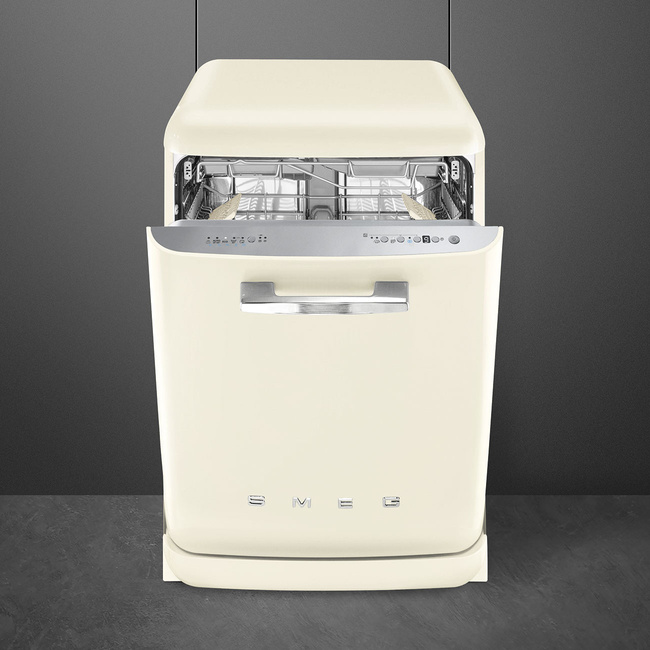 Smeg - Zmywarka Do Naczyń, 60 Cm, 50S, Kremowy 50's Style Lvfabcr3 Kremowy (Chromowany Uchwyt)