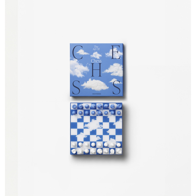 Szachy Printworks Chess Clouds, drewniane figury, plansza z akrylem, wzór chmur