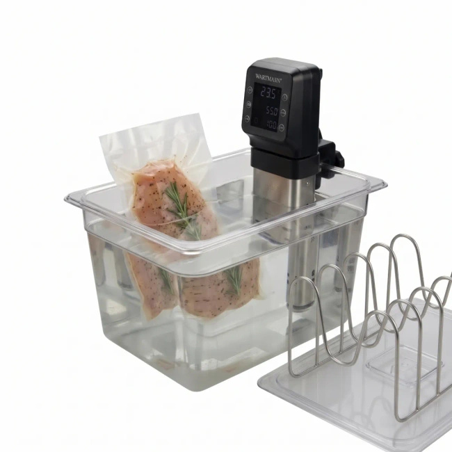 Cyrkulator sous vide Wartmann Elite II WM-1509 SV w zestawie z pojemnikiem 12 l, pokrywą i stojakiem