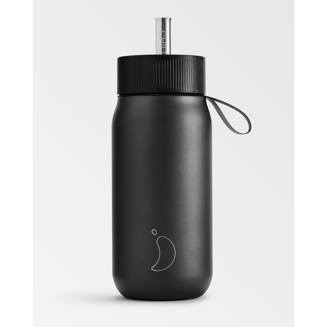 Termiczny kubek 2w1 ze słomką | 750ml | Czarny series 2 - Chillys bottles