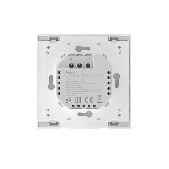 Aqara Wall Single Switch H1 - Przełącznik - Z Neutral, Zigbee 3.0, Eu, Ws-Euk03