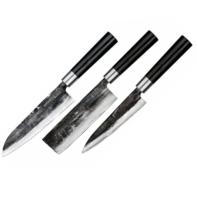 Zestaw 3 noży Samura Super 5 SP5-0220: Santoku, Nakiri i Utility, stal AUS-10