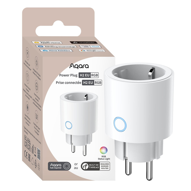 Inteligentne gniazdko Aqara Power Plug H2 EU z pierścieniem RGB, 16 A, Matter