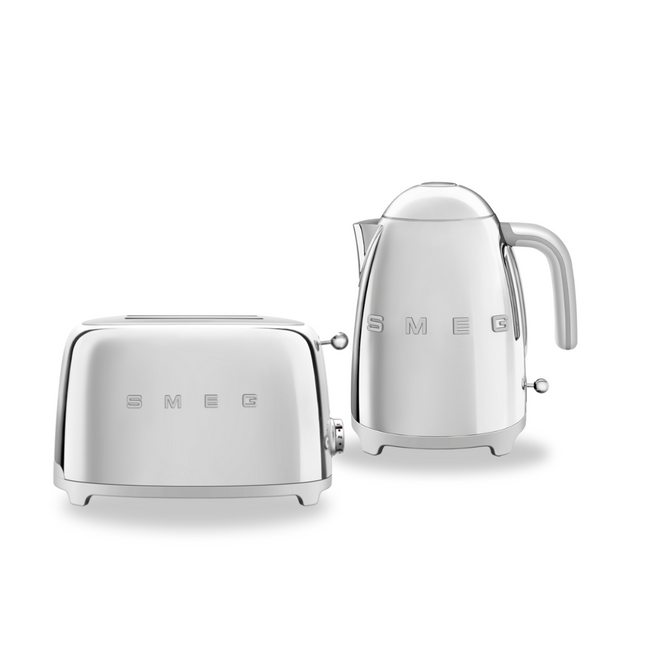Zestaw Smeg - Czajnik + Toster Na 2 Kromki Srebny