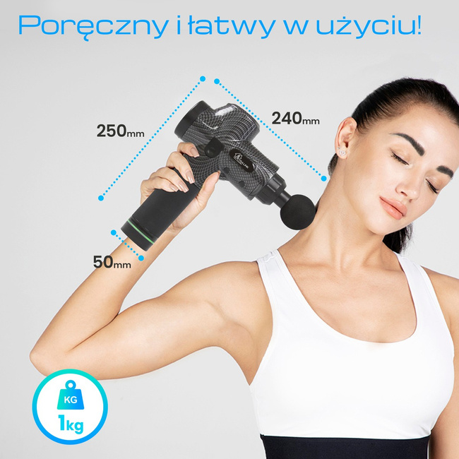 Extralink Massage Gun Pro Pistolet Do Masażu 3800 Rpm, 6 Końcówek Wymiennych