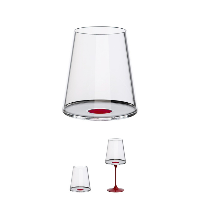 Kieliszki do czerwonego wina Trebonn SplitGlass 450 ml, czerwony zaczep, 2 czasze bez nóżki