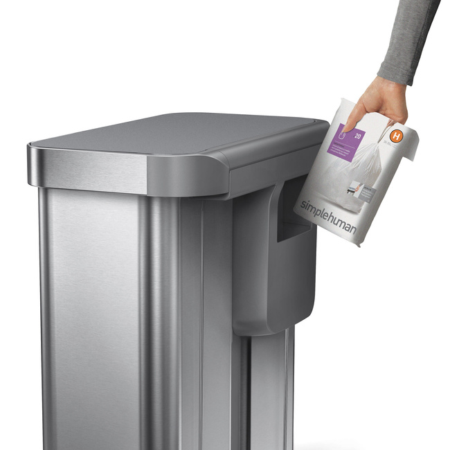 Kosz do segregacji Simplehuman CW2209, 58 l, szczotkowana stal, szara pokrywa