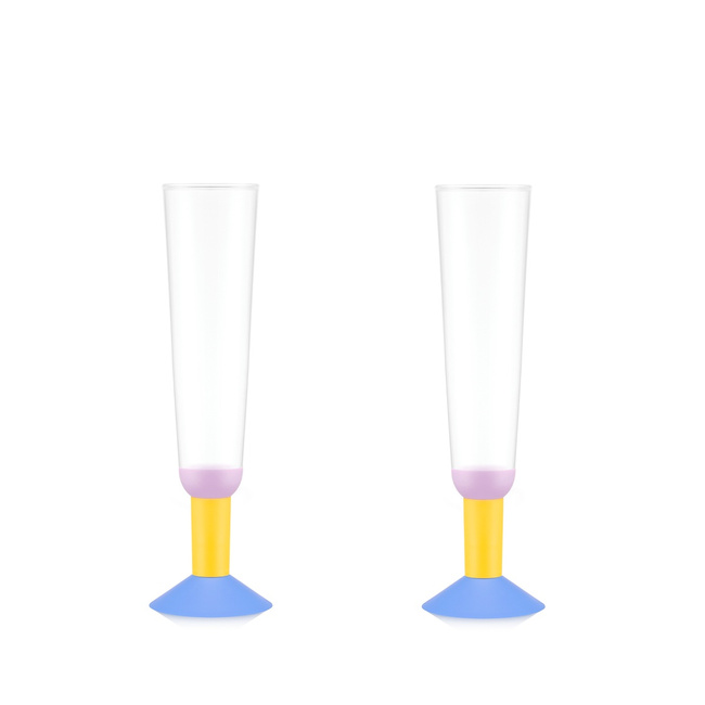 Kieliszki do szampana Bodum Oktett MoMA 0,3 l, 2 sztuki, kolorowe nóżki