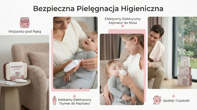 Zestaw pielęgnacyjny dla niemowląt Momcozy All-in-1 Elite Baby Kit z aspiratorem i trymerem