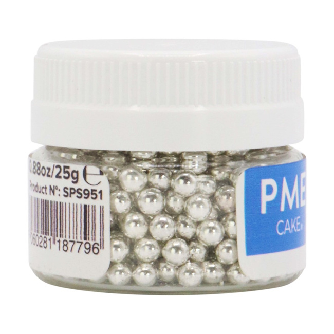 Cukrowe perełki dekoracyjne 100 g 4 mm, srebrne