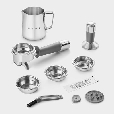 Smeg - Ekspres do kawy, kolbowy z wbudowanym młynkiem EGF03BLMEU 50's Style - czarny