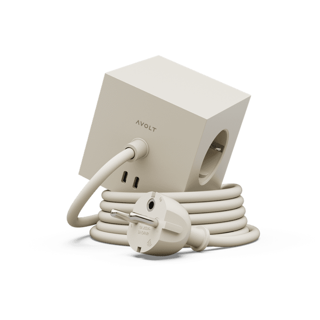 Listwa zasilająca Square 1 z podwójnym Usb-C 30 W i magnetyczną podstawą 1,8 m - beżowa - Avolt