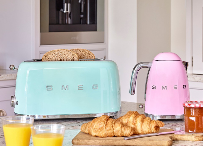 Smeg - Toster, Cztery Kromki, Czarny Tsf02bleu 50's Style
