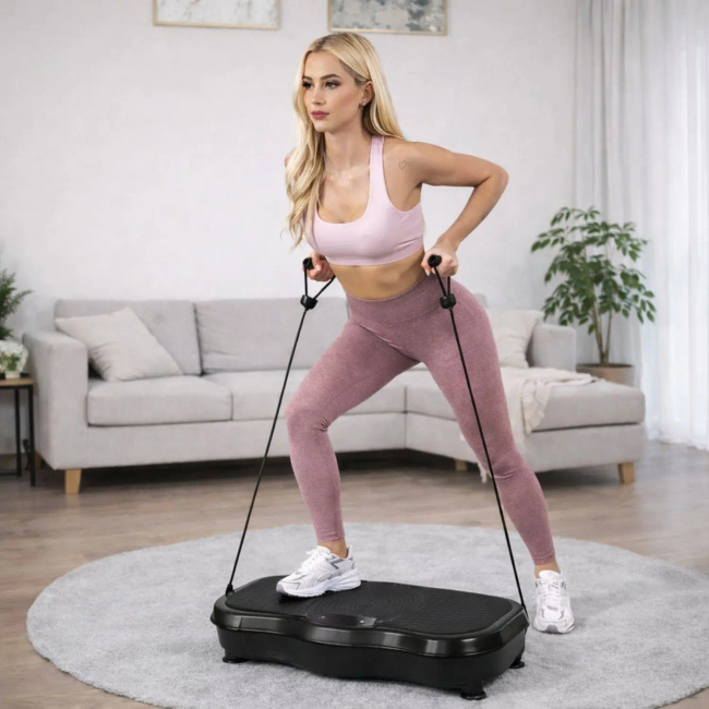 EXTRALINK Moonwalk Spinmove Platforma Wibracyjna Fitness 200W Bluetooth Gumami Oporowymi Czarna