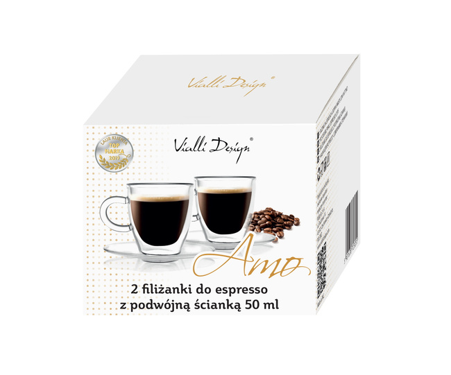 Zestaw 2 filiżanek do espresso z podwójną ścianką Amo 50 ml - Vialli design