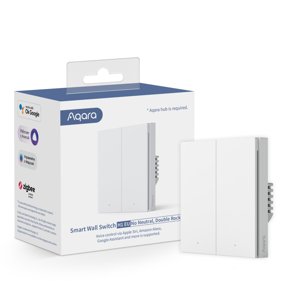 Aqara Wall Double Switch H1 Przełącznik Bez Neutral, Zigbee 3.0, Eu