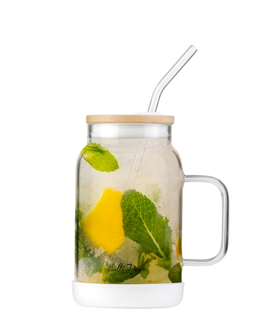 Słoik Ze Słomką 600 Ml Biały Fuori 29835 - Vialli Design