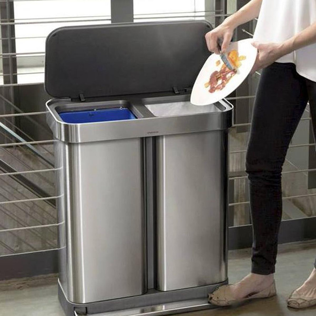 Kosz 58l pedałowy Liner Pocket Recycler - stal FPP Simplehuman