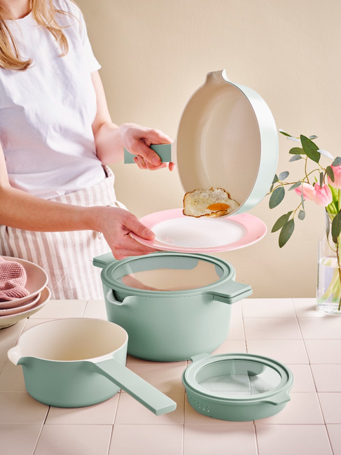 Zestaw garnków Brabantia Compact, 5 elementów, Jade Green, na indukcję