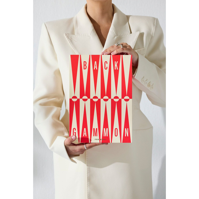 Backgammon Printworks Art of Backgammon, czerwono-kremowy, dla 2 graczy