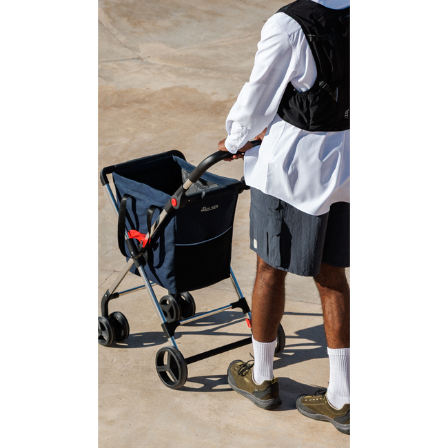 Wózek na zakupy Rolser Mini Basket MF M4B, niebieski, 4 koła, torba 40 do 59 l