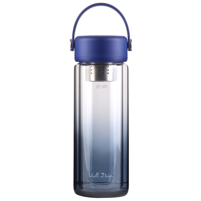 Butelka z podwójną ścianką i zaparzaczem Fuori 350 ml Granatowa 30183 - Vialli Design