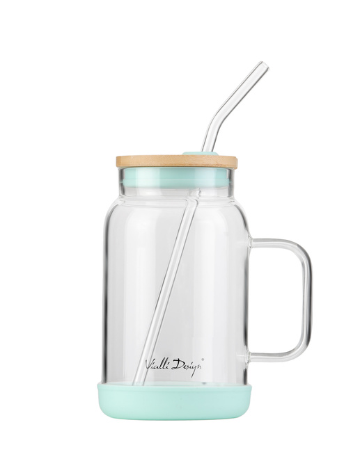 Słoik Ze Słomką 600 Ml Miętowy Fuori 29859 - Vialli Design
