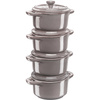 Staub Gift Giving 4X Mini Cocotte Okrągły 10 Cm, Antyczny Grafitowy