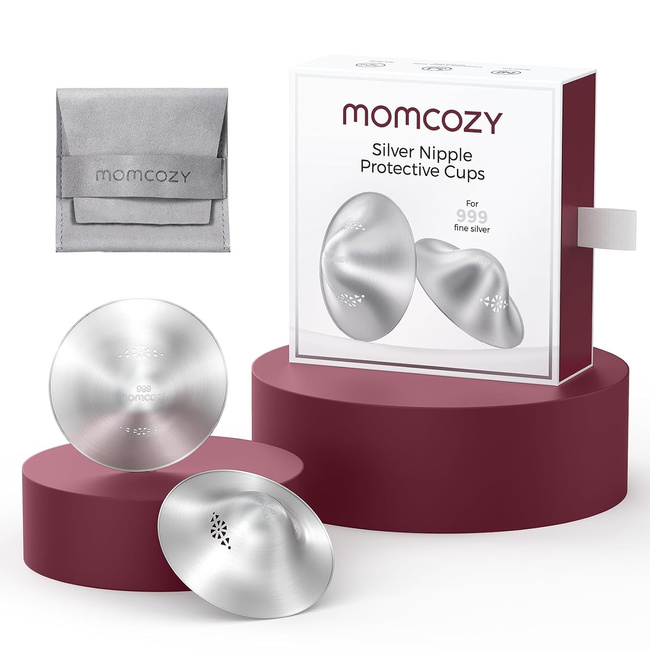 Srebrne osłonki na brodawki Momcozy 999 Silver, 55 mm, 2 szt.