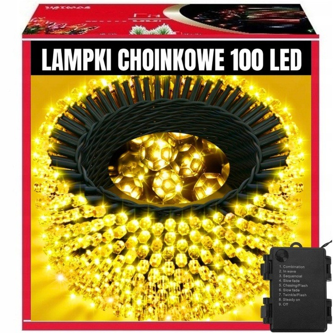 EXTRALINK Lampki choinkowe świąteczne 10,5m 100 LED ciepłe białe na baterie