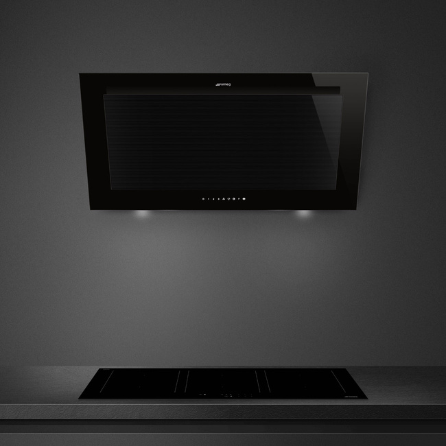 Smeg - Okap kuchenny, 90 cm, Linea, KV194B3 LINEA - czarny