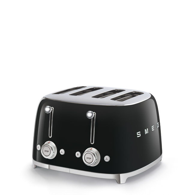 Smeg - Toster, Cztery Kromki, Czarny 50's Style Tsf03bleu Czarny.