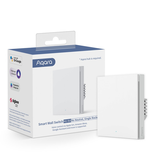 Aqara Wall Single Switch H1 - Przełącznik - Bez Neutral, Zigbee 3.0, Eu, Ws-Euk01