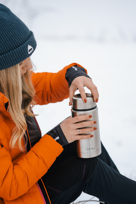 Termos obiadowy Vialli Design Fuori 750 ml, stal matowa, ze składaną łyżką