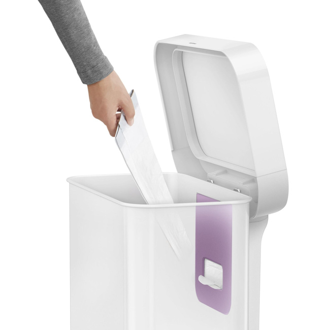 Kosz na śmieci 45L pedałowy Liner Pocket - biała stal Simplehuman