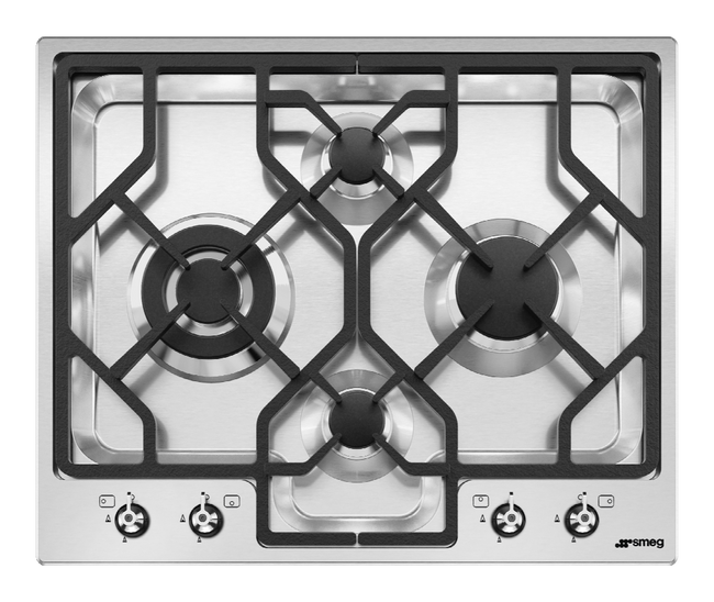 Smeg - Płyta kuchenna Classica Pgf64-4 Stal nierdzewna (Chromowane pokrętła)