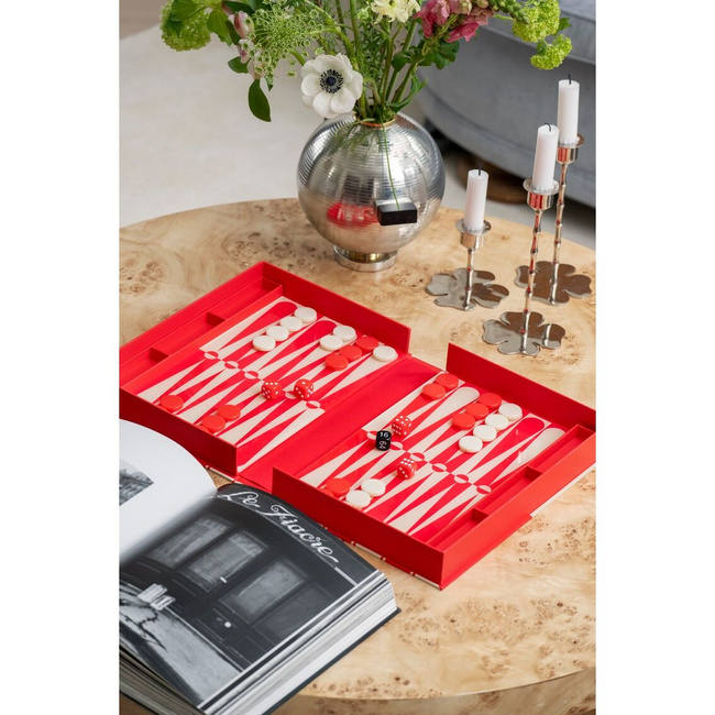 Backgammon Printworks Art of Backgammon, czerwono-kremowy, dla 2 graczy