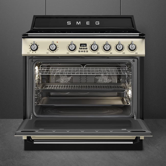 Smeg - Kuchnia wolnostojąca z płytą indukcyjną Victoria Tr90Imp Kremowy.