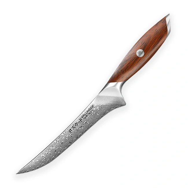 Dellinger Rose Wood Damascus Nóż Wykoścowy 19 Cm