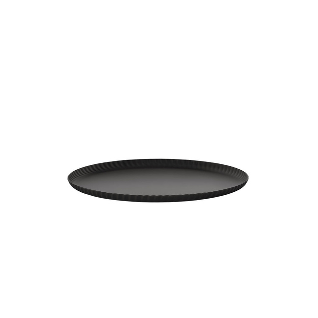 Okrągła taca ze stali kolorowej 23 cm czarna Pleats - Alessi