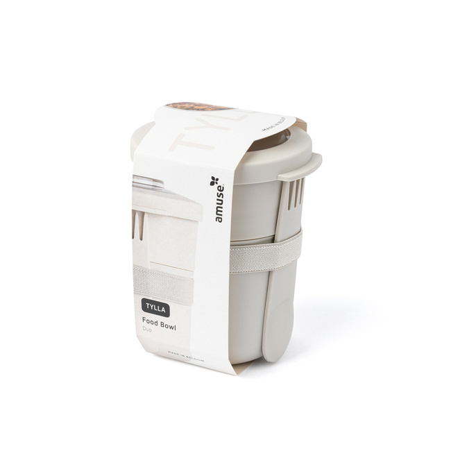 Pojemnik na jogurt 2 w 1 ze sztućcem Amuse - Beżowy