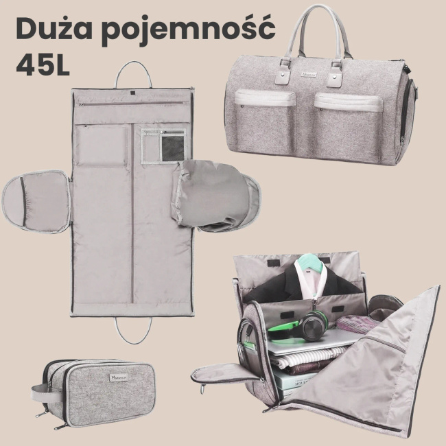 Extralink Black Forest KM05 | Torba Podróżna | 51x20x33 cm, rozkładana + kosmetyczka