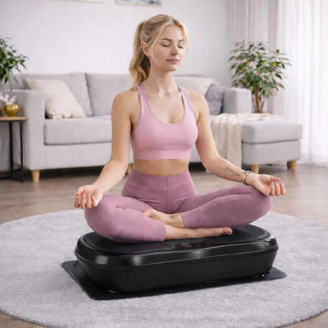 EXTRALINK Moonwalk Spinmove Platforma Wibracyjna Fitness 200W Bluetooth Gumami Oporowymi Czarna